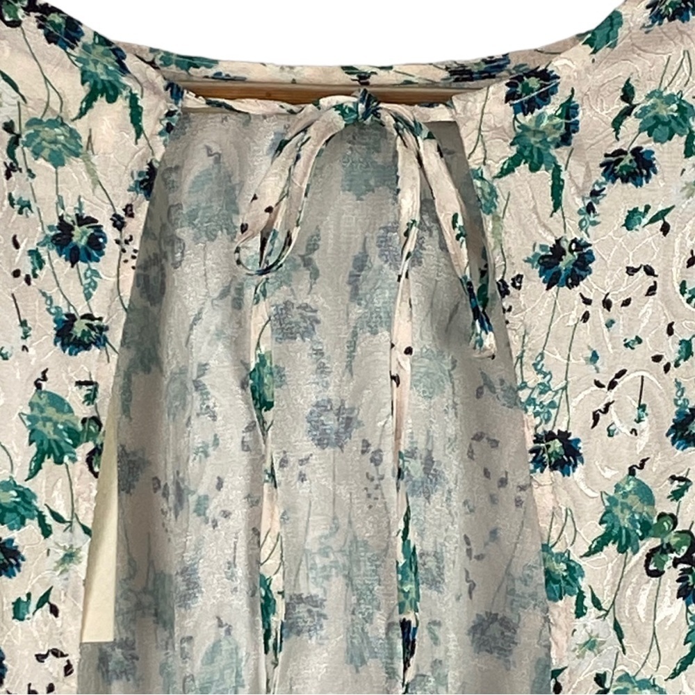 Melloday Floral Print Open Back Dress in White/Teal - NEW - Picture 5 of 9